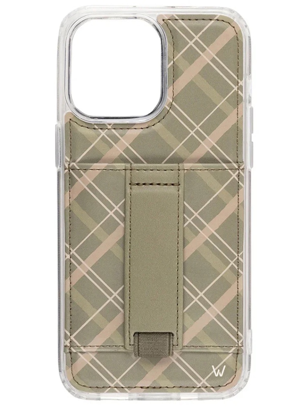 Olive Plaid Cardholder Phone Case with Strap - Unknown Brand